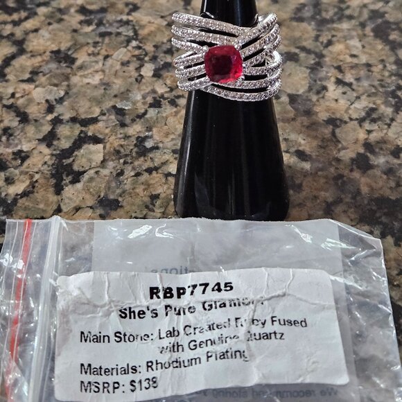 Bomb Party RBP7745 "She's Pure Glamour" Ruby Fused with Genuine Quartz Sz 5 - Picture 5 of 5
